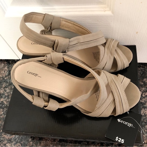 George Shoes Beige Open-Toe Heels/Sandals - Picture 4 of 10
